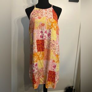 Emily Wonder Floral Patchwork Halter Dress Size Large